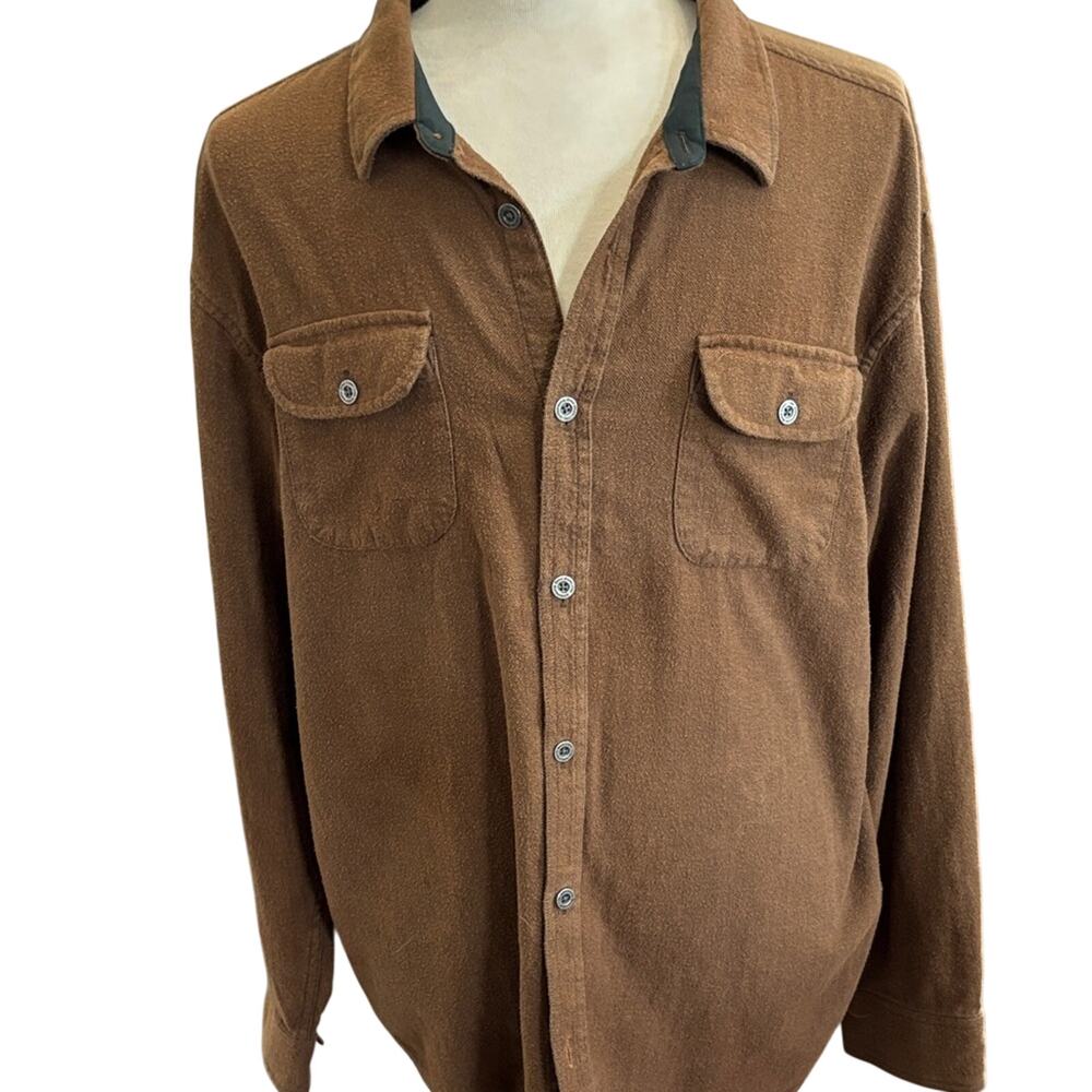Prana Brown Herringbone Shirt